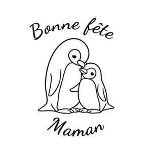Carte à colorier pour la Fête des Mères avec maman pingouin et son petit