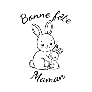Carte à colorier pour la Fête des Mères avec maman lapin et son lapereau