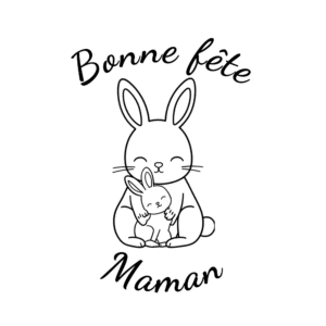 Carte à colorier Bonne Fête Maman avec maman lapin et son lapereau