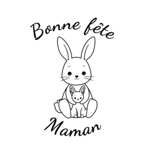 Carte à colorier pour la Fête des Mamans avec maman lapin et son lapereau