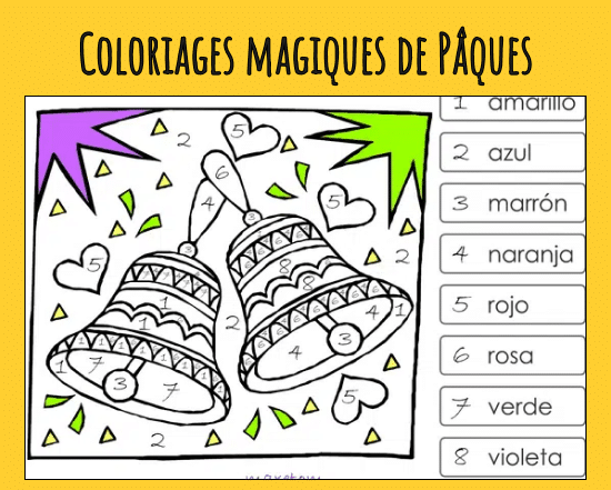 Activité hors écran -Coloriages magiques espagnol sur le thème de Pâques